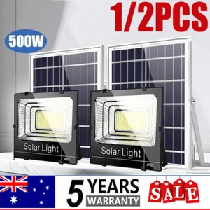 500W LED Solar Flood Light Sensor Security Wall Yard Street Outdoor Lamp Garden - Picture 1 of 16