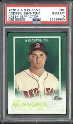 2020 Allen & Ginter Chrome Green Refractor 33/99 Andrew Benintendi #82 PSA 10 - Image 1 of 2