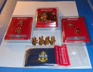 Lote Militar Vanguardia Cinturón Hebilla Latón Sólido EE. UU. Azul Marino Cuello Emblemas Náuticos - Imagen 1 de 4