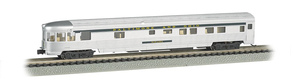 BACHMANN 14553 N SCALE B&O Silver w/BLUE Stripe 85' OBS LIGHTED INTERIOR NEW - Image 1 of 1
