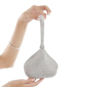 Mini pochette da sera Diamond donna sposa matrimonio festa cristallo borsetta borsetta - Foto 1 di 15