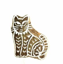 Wooden Stamp Cat Hand Carved Fabric Printing Block Textile Stamps