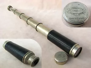 W.Ottway small 5 draw leather clad pocket telescope circa 1920. - Afbeelding 1 van 5