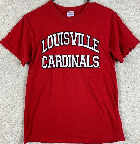 Louisville Cardinals Small Red T Shirt NCAA Adult Size Small Short Sleeve Shirt Cover