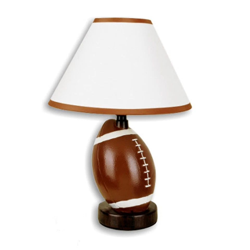 Football Shaped Table Lamp with White Shade - Image 1 of 4