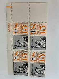 Album Treasures U S Scott # C63 15c Statue of Liberty Plate Block of 4 Unused - Picture 1 of 2