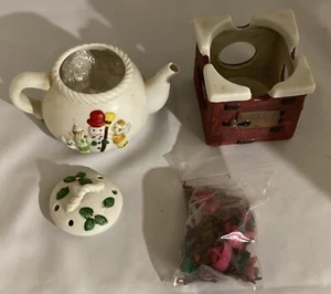 Tetera de popurrí de porcelana de colección muñeco de nieve de Navidad - Imagen 1 de 6
