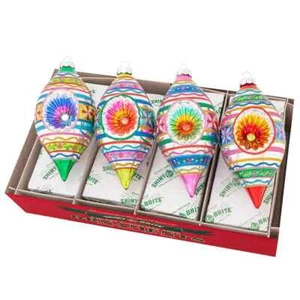Christmas Confetti Reflector Tulip Ornaments Set/4 - Picture 1 of 1