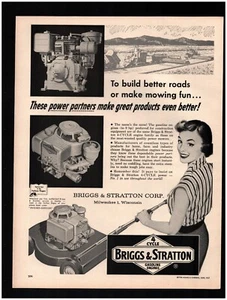 1957 BRIGGS & STRATTON Rasenmäher Originaldruckanzeige ~ kostenloser Versand ~ B&S Rasenmäher - Bild 1 von 1