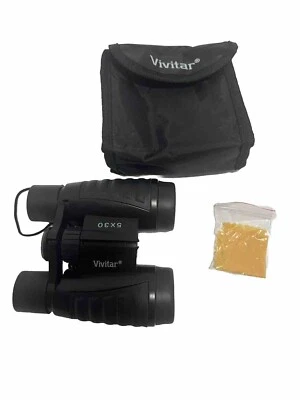 Vivitar Binoculars 5 X 30 with Strap, Carrying Pouch & Cloth Lens Wipe Black - Image 1 of 4