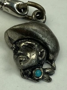 Vintage Sancrest Pewter Cowboy Rancher Southwestern Turquoise Keychain - Picture 1 of 7