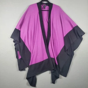 Lauren Ralph Lauren Wool Blend Cape/Shawl O/S D250 Purple Black - Picture 1 of 10