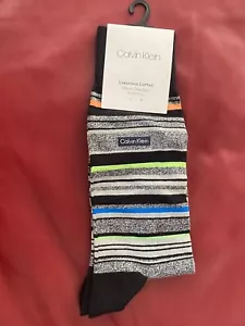 $14 Calvin Klein Lux Cotton Socks | 1 Pair | Multi Striped | One Size 7-12 - Picture 1 of 5