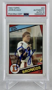 Tarjeta de novato Topps #63 firmada por John Elway 1984 PSA/ADN gema 10 automática 5087 - Imagen 1 de 2
