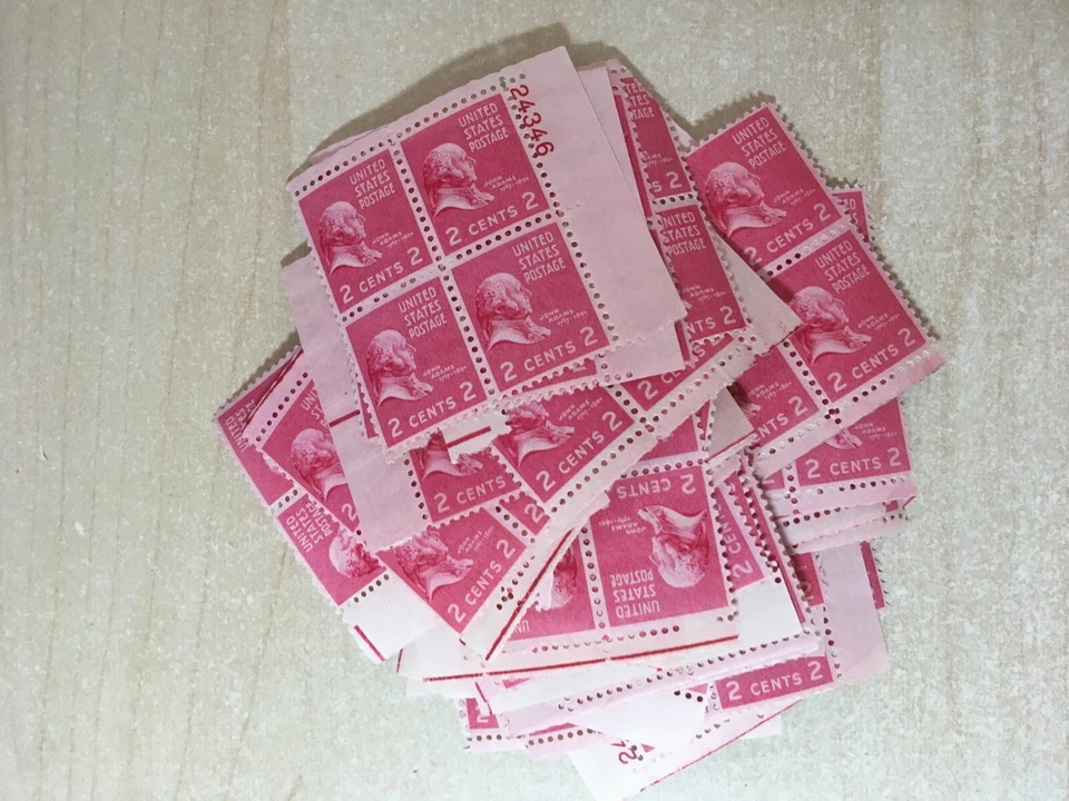 A group of 25 #806 2 Cent John Adams plate blocks of 4 Mint NH OG - Image 1 of 1