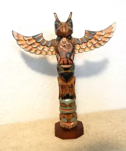 "Totem in legno 11" RAY MOORE Alaska diamante nero intagliato a mano * ECCELLENTE * - Foto 1 di 6
