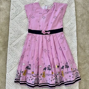 G Jilax Girl Sz 36 EU Pink Boutique Dress Pleated Skirt Happy Days Bicycle Print - Picture 1 of 15