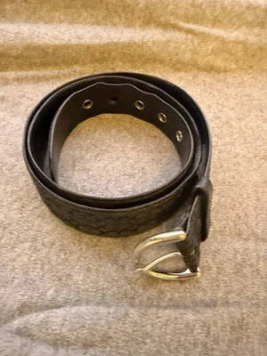 Cinturón de cuero y jacquard negro Coach Signature para mujer Foto 1 de 4