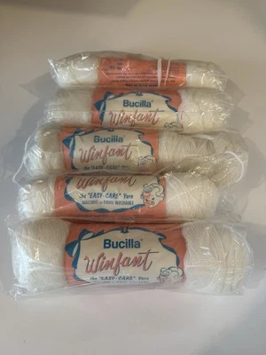 Vintage NOS Bucilla Winfant Yarn Orion Acrylic White - Lot of 5-1 oz each - Image 1 of 4