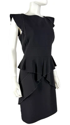 $2K Emilio Pucci подлинный черный шерсти пеплум платье коктейль молнии 12 США 48 IT L взлетно-посадочная полоса - Изображение 1 из 4