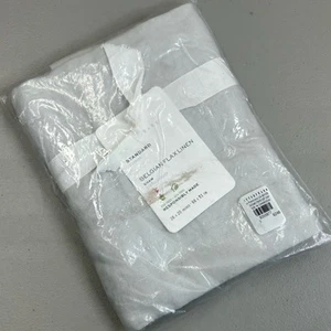 Pottery Barn Beligian Flax Linen Standard Sham Pillow Cover Light Gray NEW - Picture 1 of 3