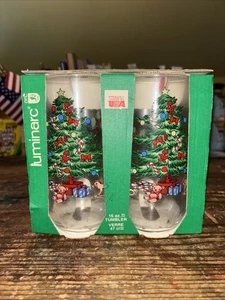 Luminarc 4-piece 16 oz. Christmas Tree Tumblers, NEW - Picture 1 of 6