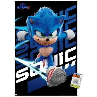 Sonic The Hedgehog 3 – Sonic Wall Poster with Push Pins  Video Game Wall Art - Image 1 of 4
