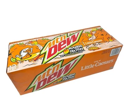 MTN MOUNTAIN DEW MANGO RUSH LITTLE CAESARS EXCLUSIVE LIMITED EDITION 2025 12 PK - Image 1 of 2