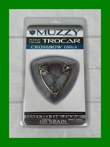 Muzzy Trocar 3 pack Crossbow Broadheads, 3 Steel Ferrule Helix Blades, 100 Grain - Picture 1 of 2