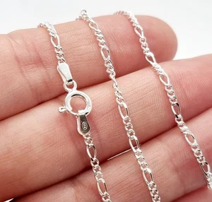 Sterling Silver Necklace Chain Long Figaro Stamped 925 Jewellery - 32inch - 2mm - Picture 1 of 16