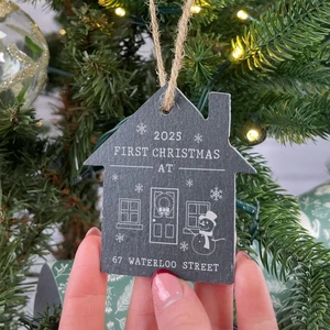 Personalised First Christmas In New Home Tree Bauble Slate House Decoration - Picture 1 of 12