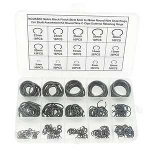 Metric 5mm to 28mm Round Wire C-Clips External Retaining Rings Assortment Kit... - Picture 1 of 7
