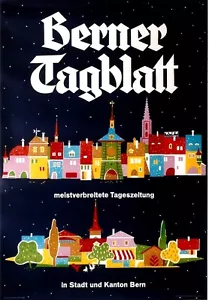 Original vintage poster BERNESE DAILY SWISS NEWSPAPER c.1960 - Picture 1 of 1