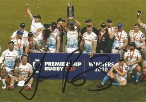 SALE SHARKS RUGBY UNION: JONO ROSS SIGNED 6x4 TROPHY CELEBRATION PHOTO+COA - Picture 1 of 1