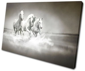 Animals Herd Horses SINGLE CANVAS WALL ART Picture Print VA - Picture 1 of 1