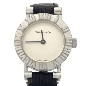 Tiffany & Co. S0640 Atlas Quartz Ladies Silver Leather Wristwatch Watch Used F/S - Picture 1 of 6