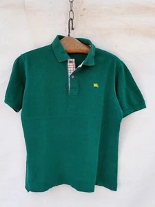 Vintage Burberry Polo Shirt Men 18YEARS Green Embroidered Logo Cotton Made Spain - Picture 1 of 14