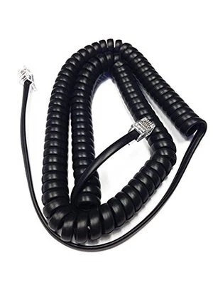 THE VOIP LOUNGE NEW 12 Foot Handset Coil Cord for Polycom SoundPoint IP Phone Charcoal / Black