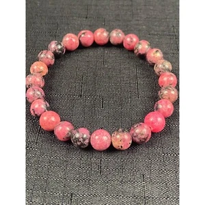 Natural Rhodonite Bracelet Rose Red Black Bracelet - Picture 1 of 5