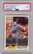 STEVE CARLTON 1983 HIGHLIGHT 1984 TOPPS TIFFANY 84 NO 1 PSA 9    25906
