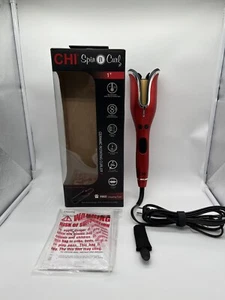 CHI Spin N Curl Ceramic Rotating Hair Curler 1" Curling Iron, Ruby Red - Picture 1 of 12