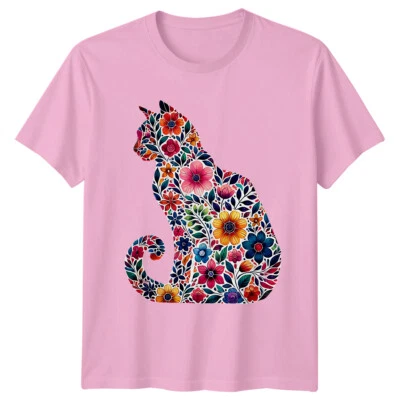 GOFASHIONDIRECT Funny Cat T-Shirt Time Spent With Cats Is Never Wasted Graphic Tee
