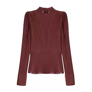 MAISON MARGIELA blouse maroon burgundy size IT 40 US 4 top red peplum office NWT - Picture 1 of 16