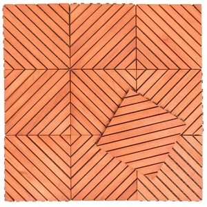 Dashiell 12-Diagonal Slat Eucalyptus Interlocking Deck Tile (Set of 10 Tiles) - Picture 1 of 6