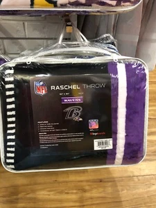 BALTIMORE RAVENS  blanket  RASCHELTHROW Blanket 60" x 80  LOGO BRANDS - Picture 1 of 4