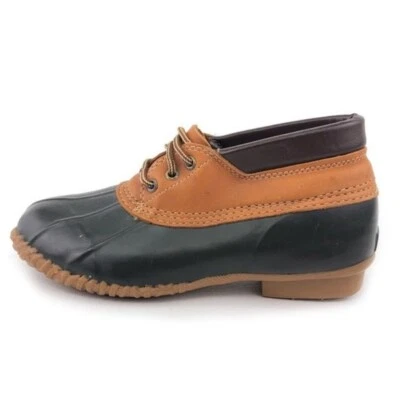 Botas de pato bajas de goma Eddie Bauer para mujer talla 9 marrón verde cuero impermeable Foto 1 de 4
