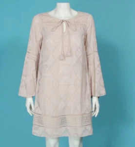 Anthropologie Floreat Esme Dress Women sz 2 Blush Pink Tasseled Bell Sleeve /729 - Picture 1 of 4