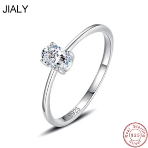 JIALY Fine European Oval Clear AAA CZ S925 Sterling Silver Finger Ring For Women - Bild 1 von 6