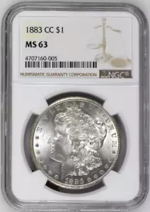 1883 CC $1 - Morgan Silver Dollar - NGC MS 63 - Picture 1 of 2