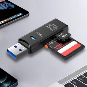 F# 2 in 1 USB 3.0 Card Reader USB to SD TF Memory Card Reader for PC Laptop(Blac - Photo 1/6